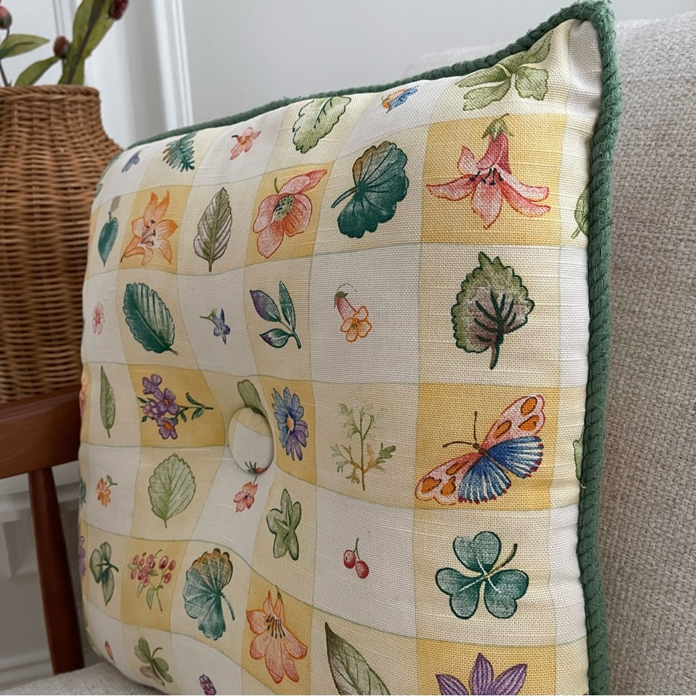 Waverly Pastoral Plaid Sketchbook Spring Floral Botanical Garden Throw Pillow